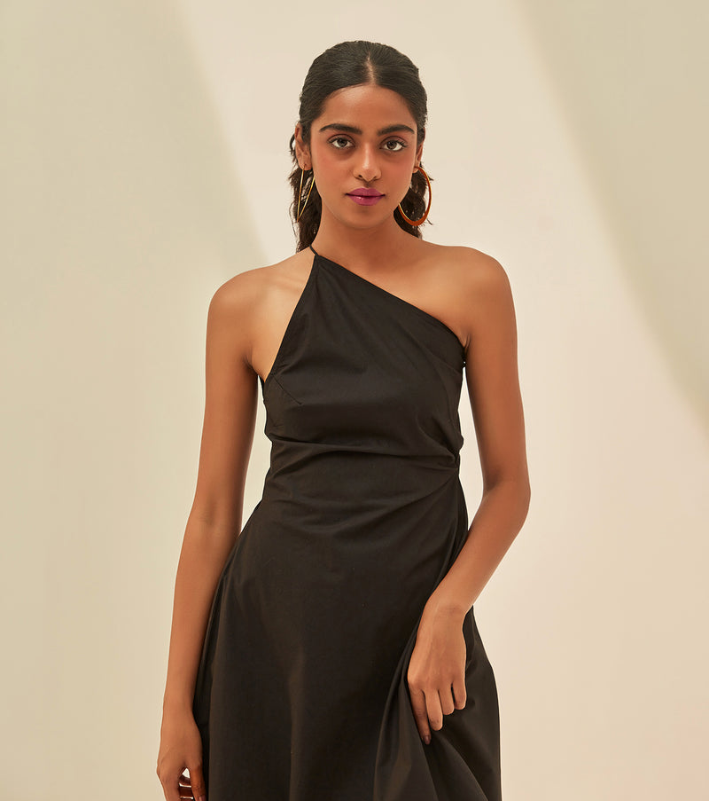 Jolene Dress poplin by Khara Kapas in black for women in Singapore
