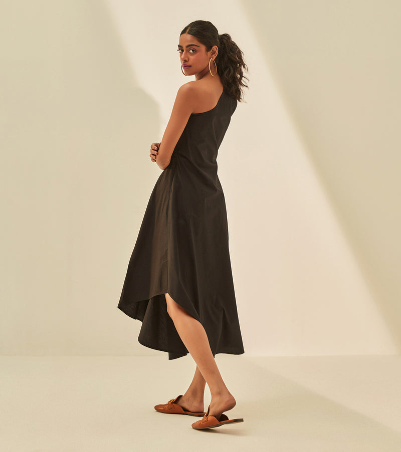 Jolene Dress poplin by Khara Kapas in black for women in Singapore