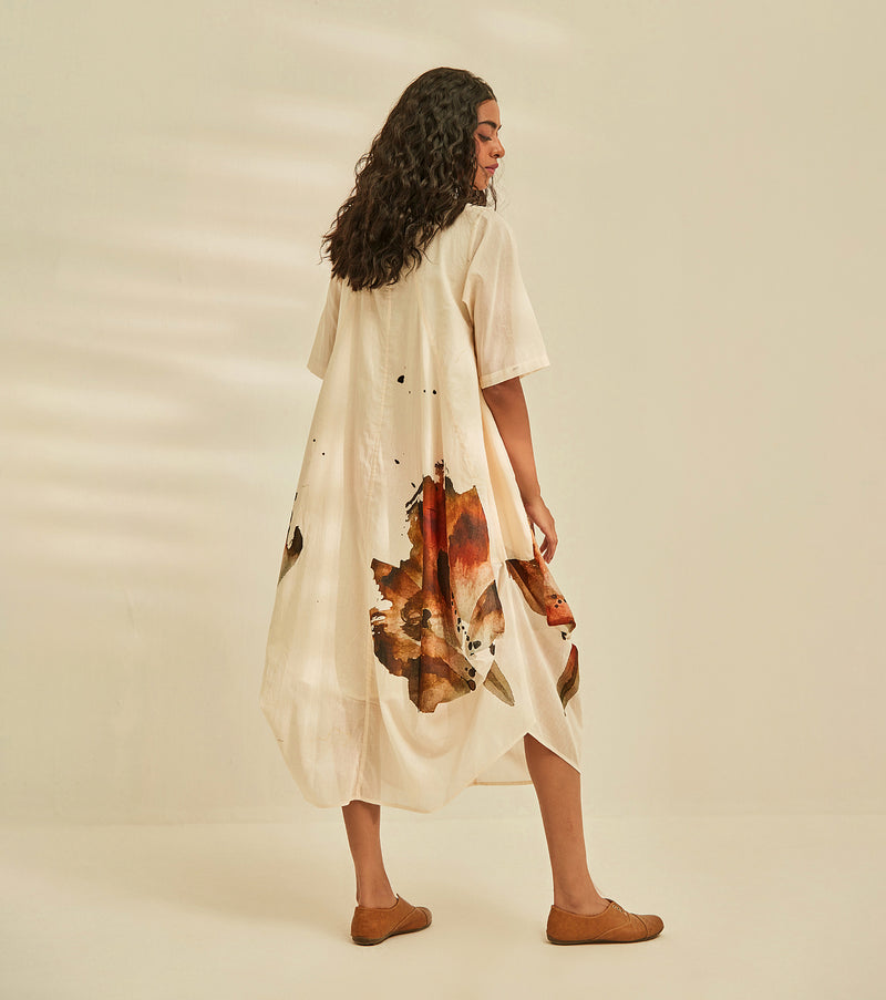 Myna Jhabla Dress cotton by Khara Kapas in white for women in Singapore