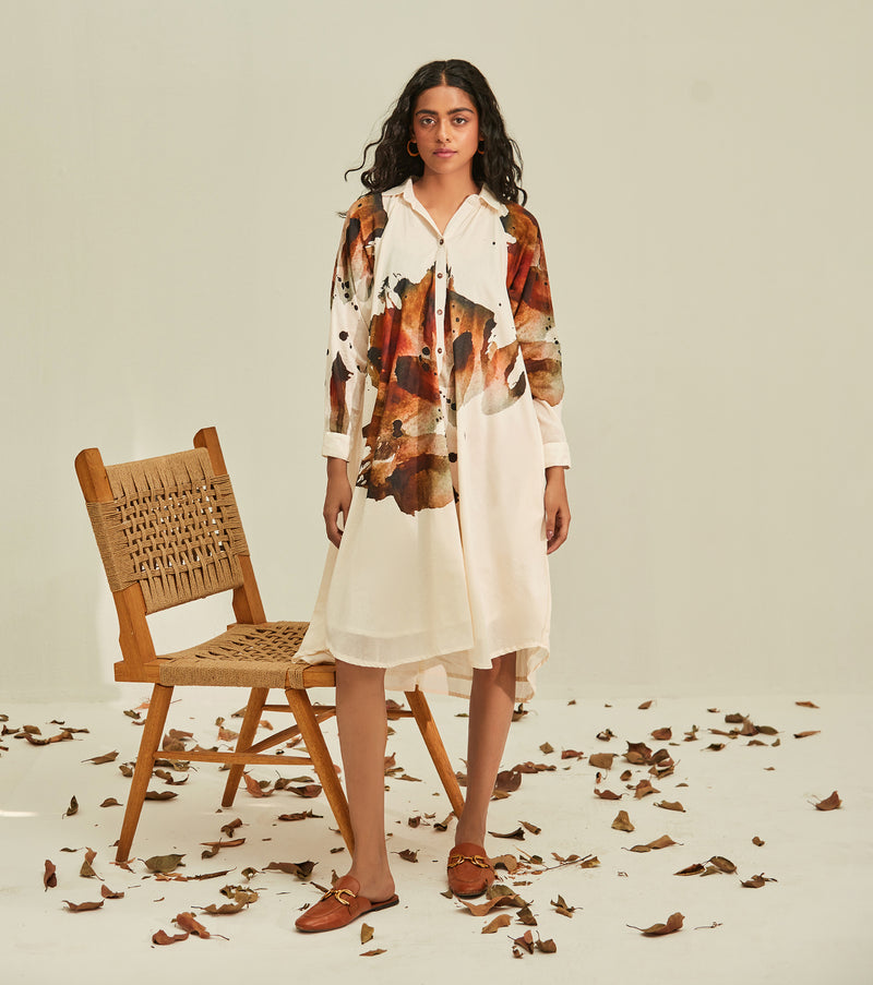 Myna Shirt Dress cotton by Khara Kapas in white for women in Singapore