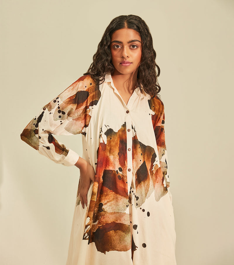 Myna Shirt Dress cotton by Khara Kapas in white for women in Singapore