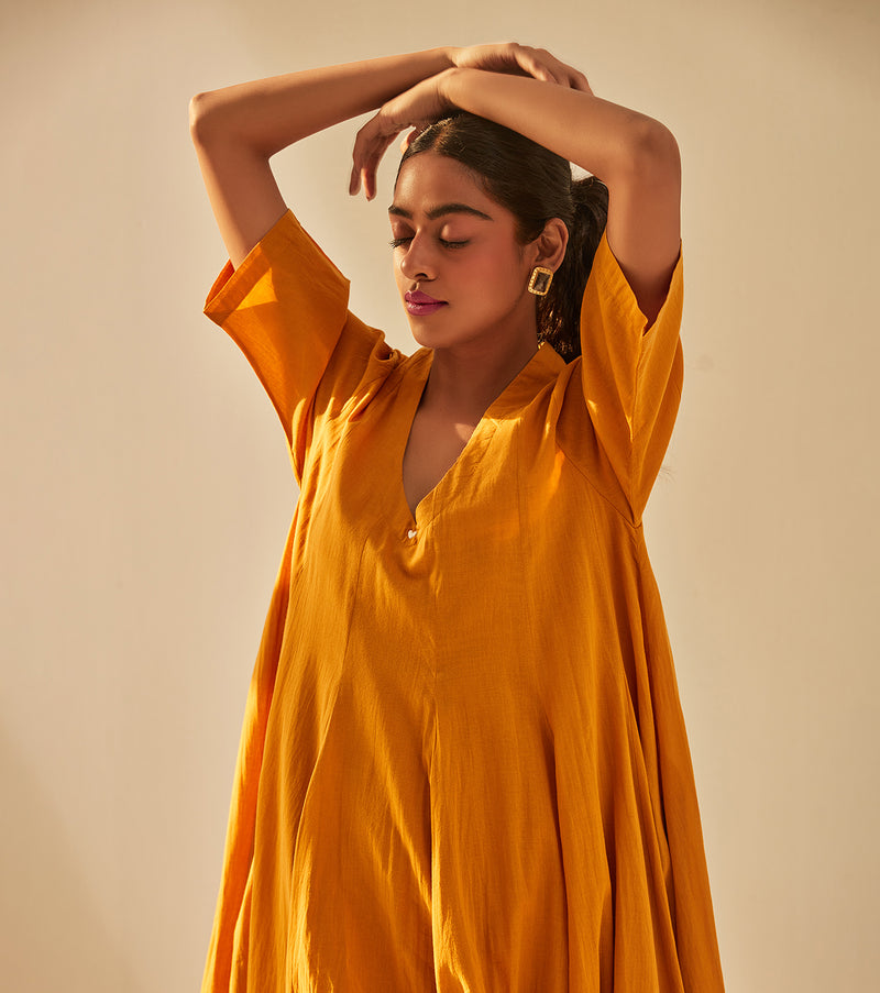 Gold Rush Dress cotton by Khara Kapas in mustard for women in Singapore