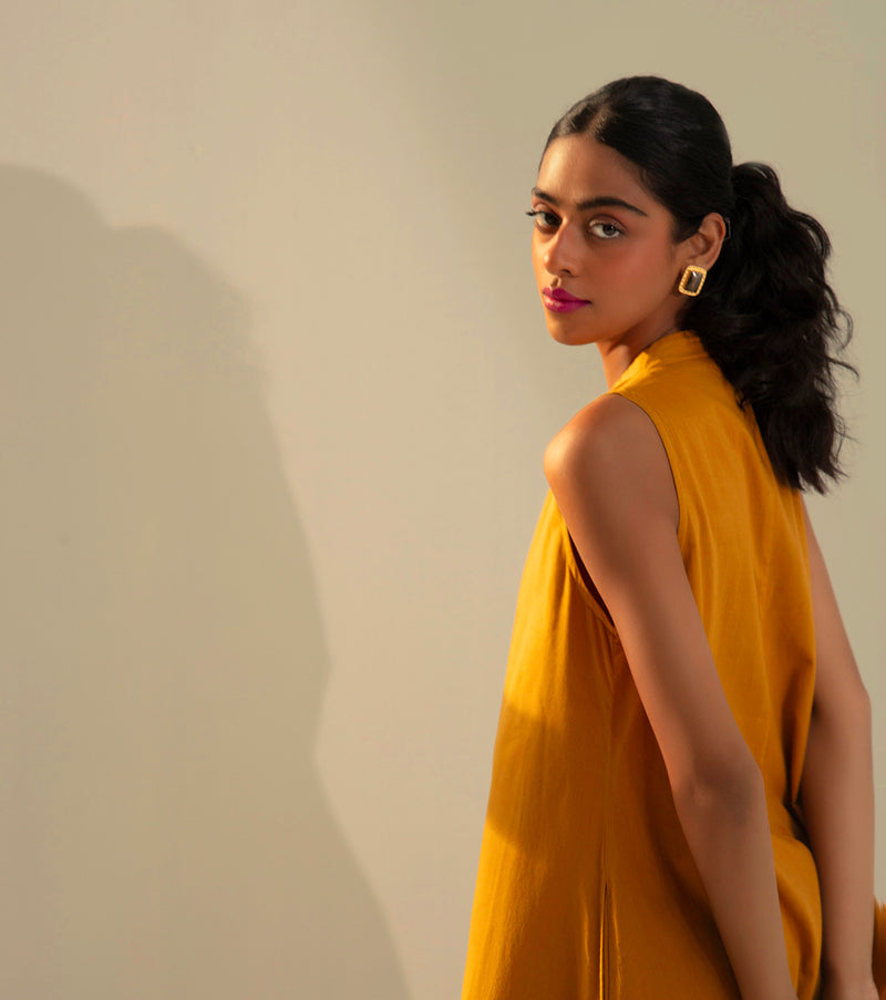 Golden sky Jumpsuit cotton by Khara Kapas in mustard for women in Singapore