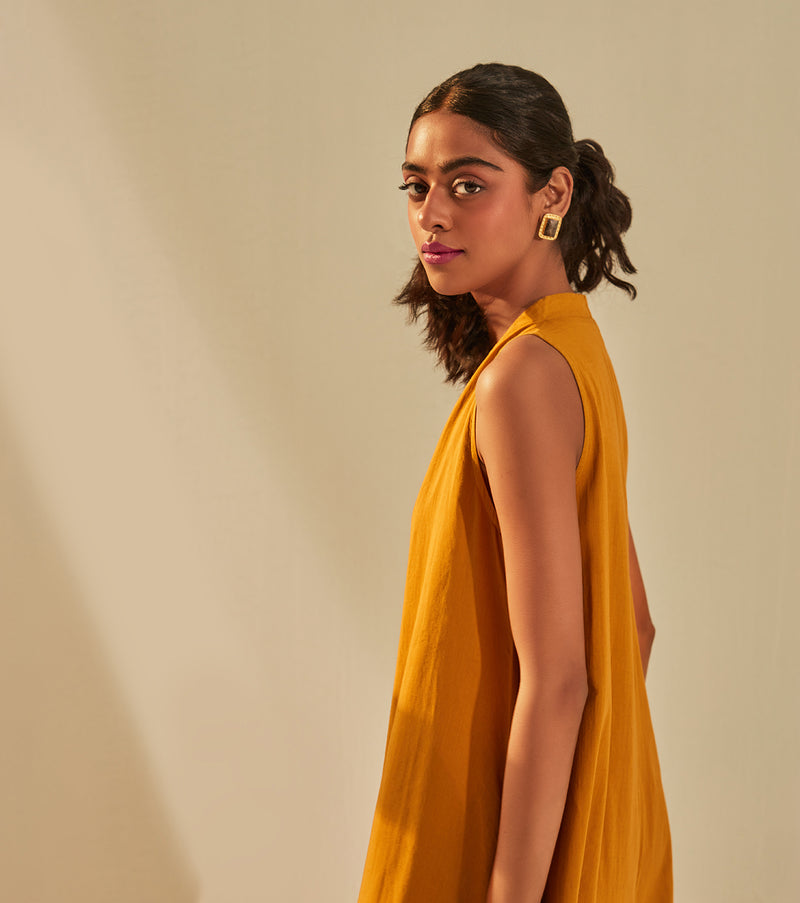 Golden sky Jumpsuit cotton by Khara Kapas in mustard for women in Singapore