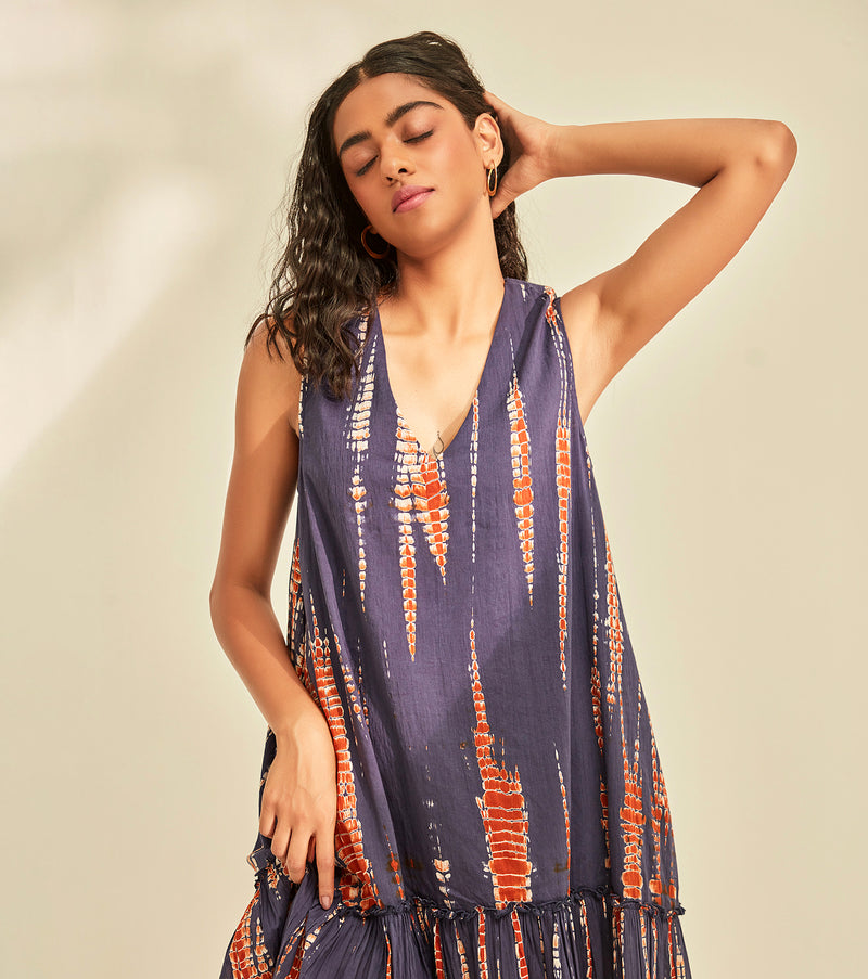 Violet Sky Dress cotton by Khara Kapas in blue for women in Singapore