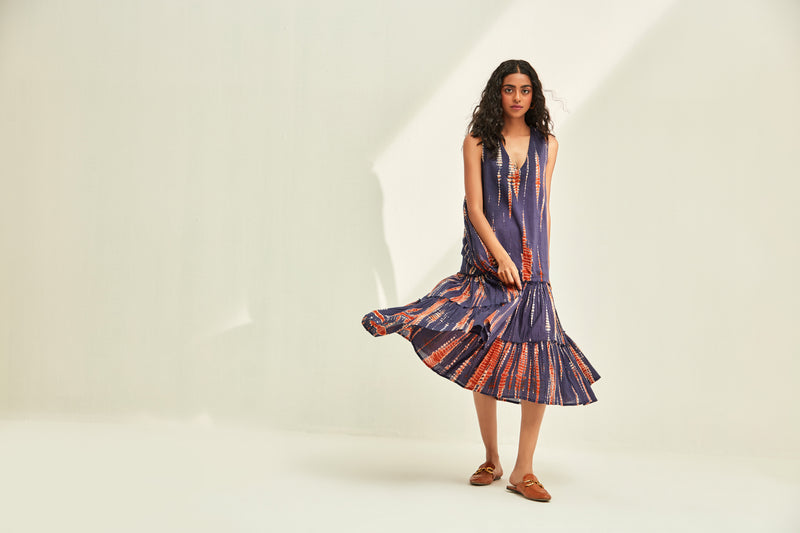 Violet Sky Dress cotton by Khara Kapas in blue for women in Singapore