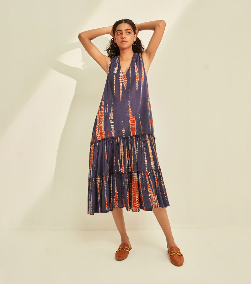Violet Sky Dress cotton by Khara Kapas in blue for women in Singapore