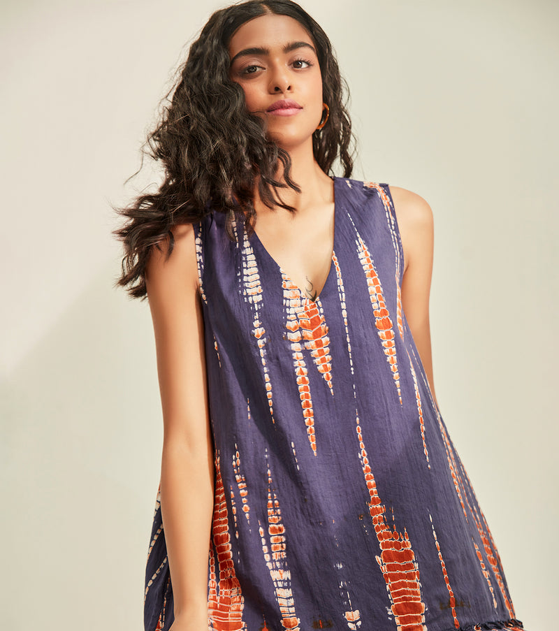 Violet Sky Dress cotton by Khara Kapas in blue for women in Singapore
