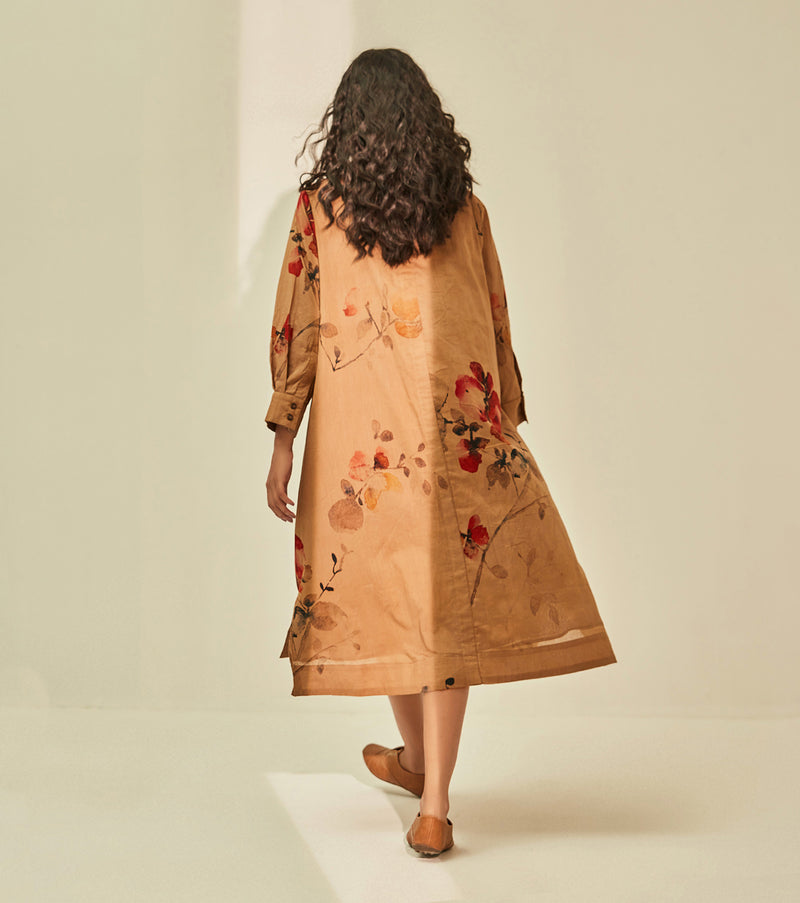 Into the woods Dress cotton by Khara Kapas in brown for women in Singapore