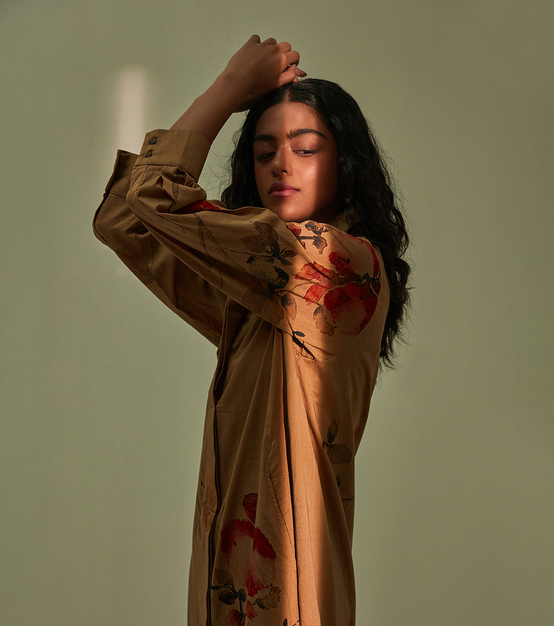 Into the woods Dress cotton by Khara Kapas in brown for women in Singapore