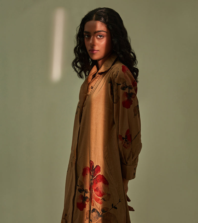 Into the woods Dress cotton by Khara Kapas in brown for women in Singapore