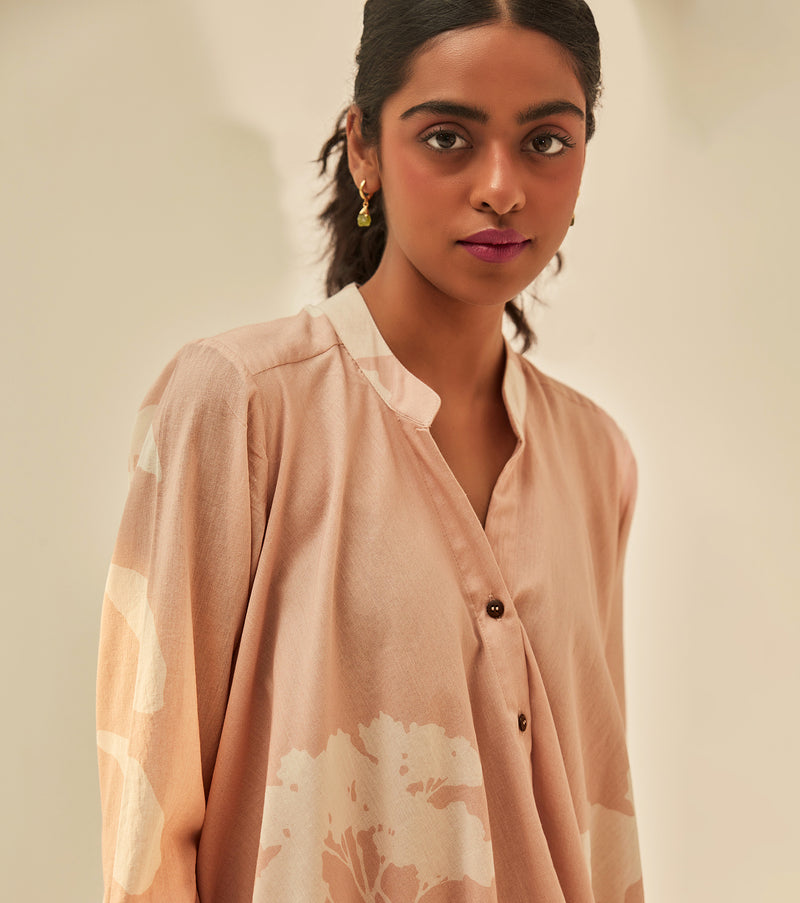 Dusky pink shirt Dress cotton by Khara Kapas in pink for women in Singapore