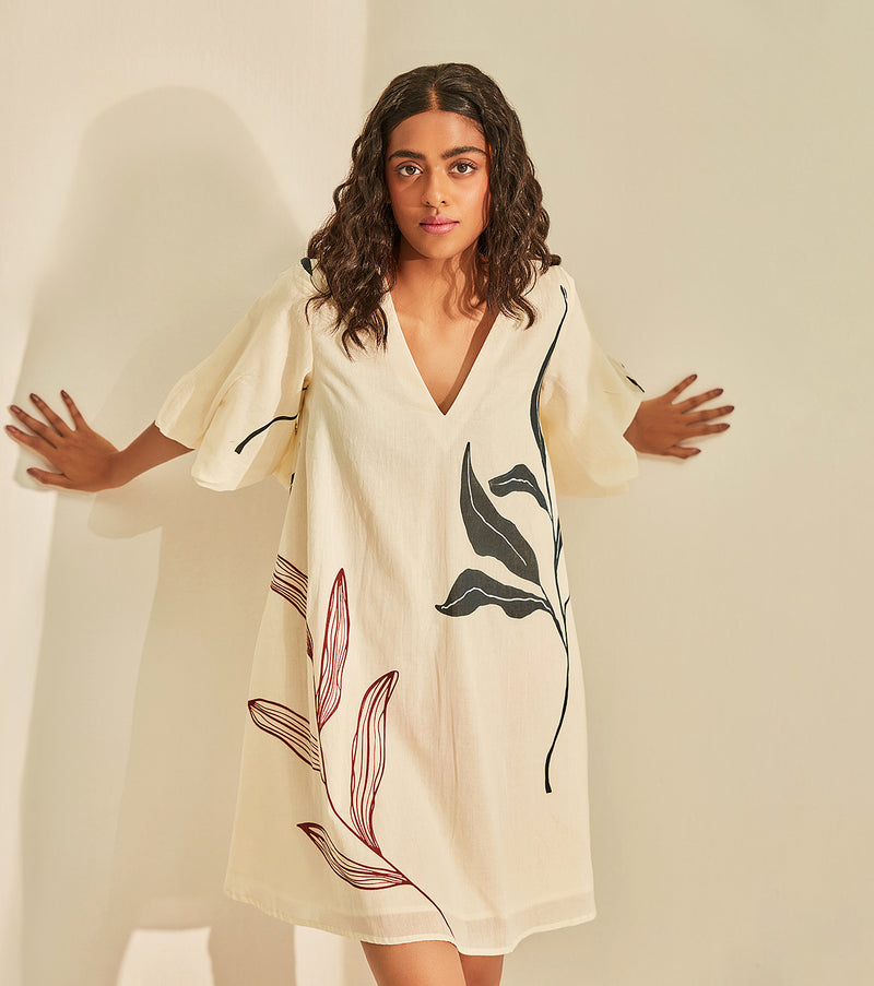 New Moon Dress cotton by Khara Kapas in white for women in Singapore