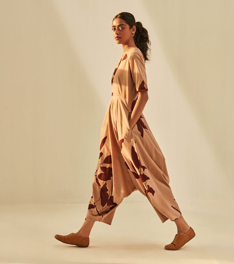 Brunet jumpsuit cotton by Khara Kapas in brown for women in Singapore