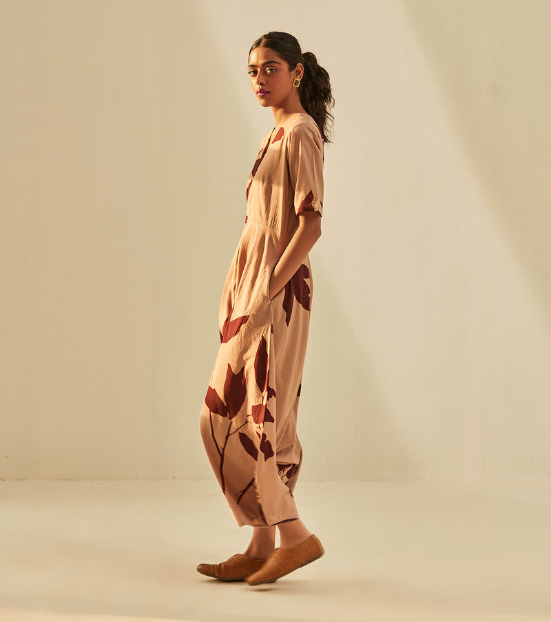 Brunet jumpsuit cotton by Khara Kapas in brown for women in Singapore