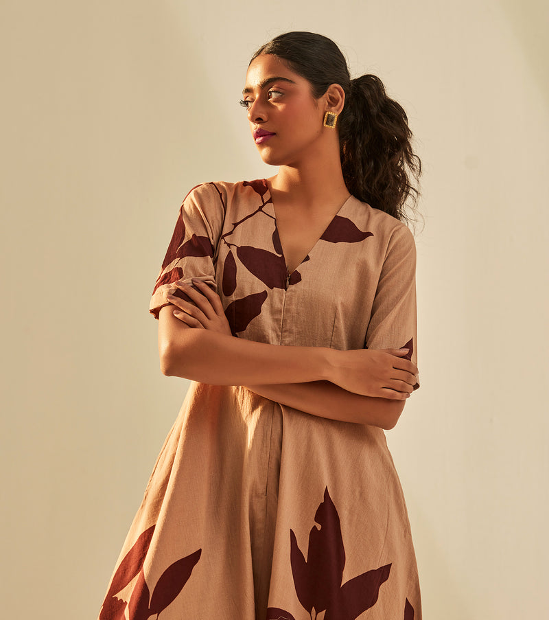 Brunet jumpsuit cotton by Khara Kapas in brown for women in Singapore