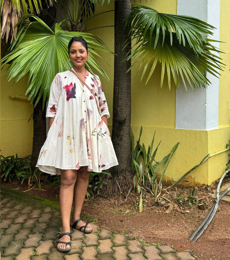 Gardenia Dress cotton dress by Khara Kapas in off white for women in Singapore
