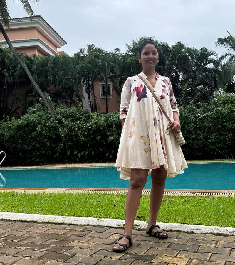 Gardenia Dress cotton dress by Khara Kapas in off white for women in Singapore