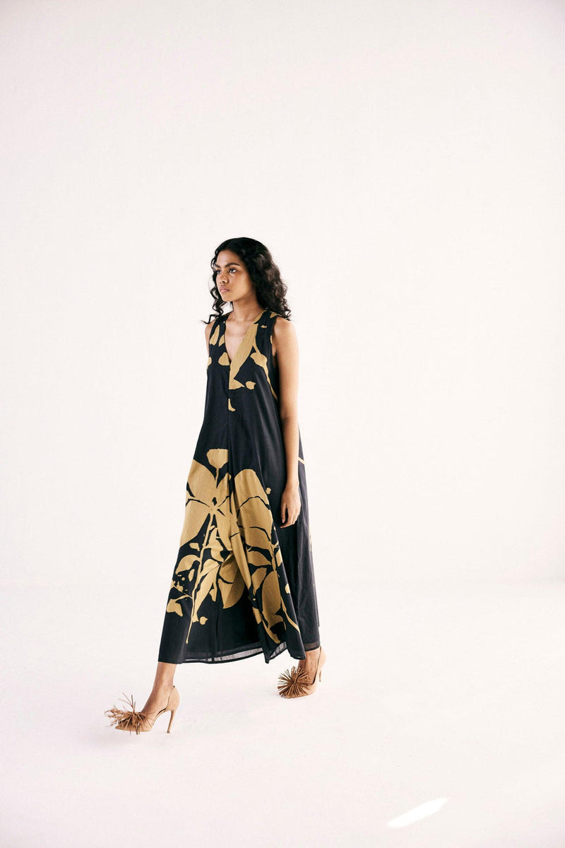 Treasure Island Jumpsuit cotton jumpsuit by Khara Kapas in black for women in Singapore