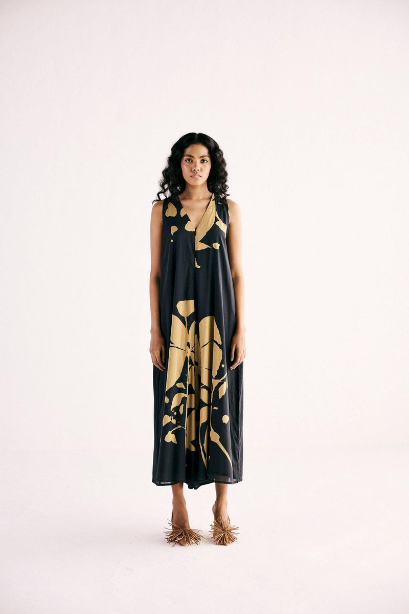 Treasure Island Jumpsuit cotton jumpsuit by Khara Kapas in black for women in Singapore