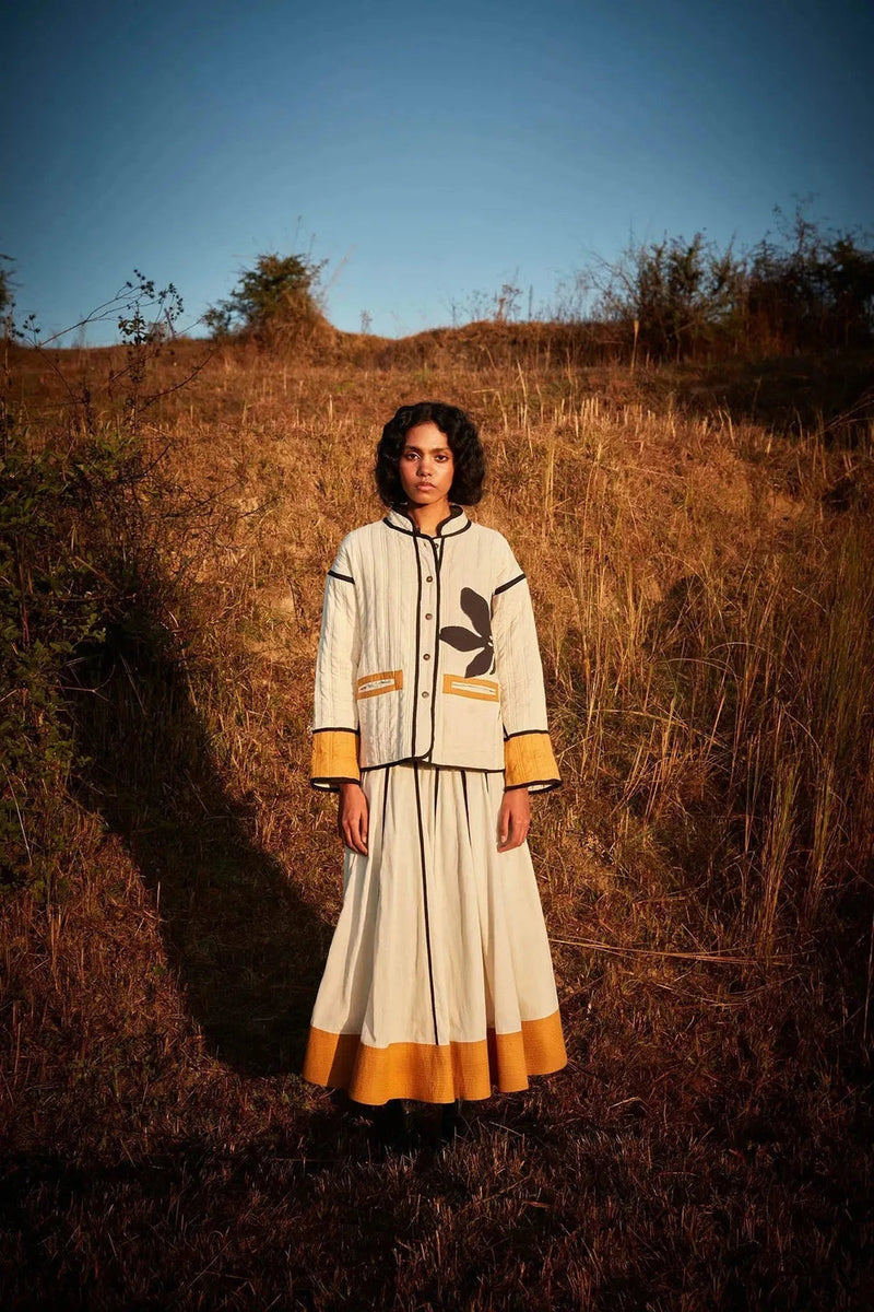 Serenade Jacket cotton jacket/overlay by Khara Kapas in off white for women in Singapore