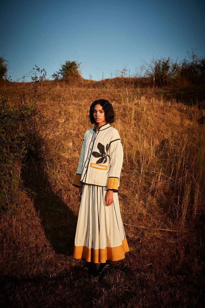 Serenade Jacket cotton jacket/overlay by Khara Kapas in off white for women in Singapore