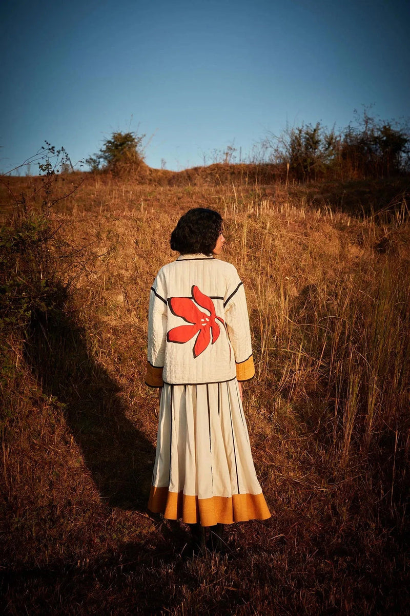 Serenade Jacket cotton jacket/overlay by Khara Kapas in off white for women in Singapore
