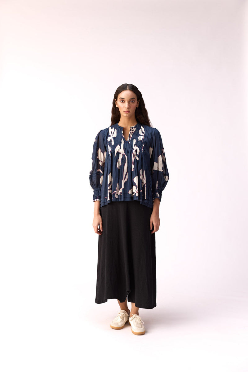 Bulbul Top cotton top/shirt by Khara Kapas in blue for women in Singapore