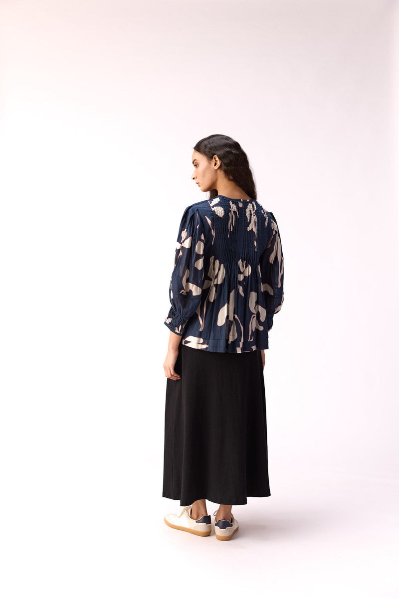 Bulbul Top cotton top/shirt by Khara Kapas in blue for women in Singapore