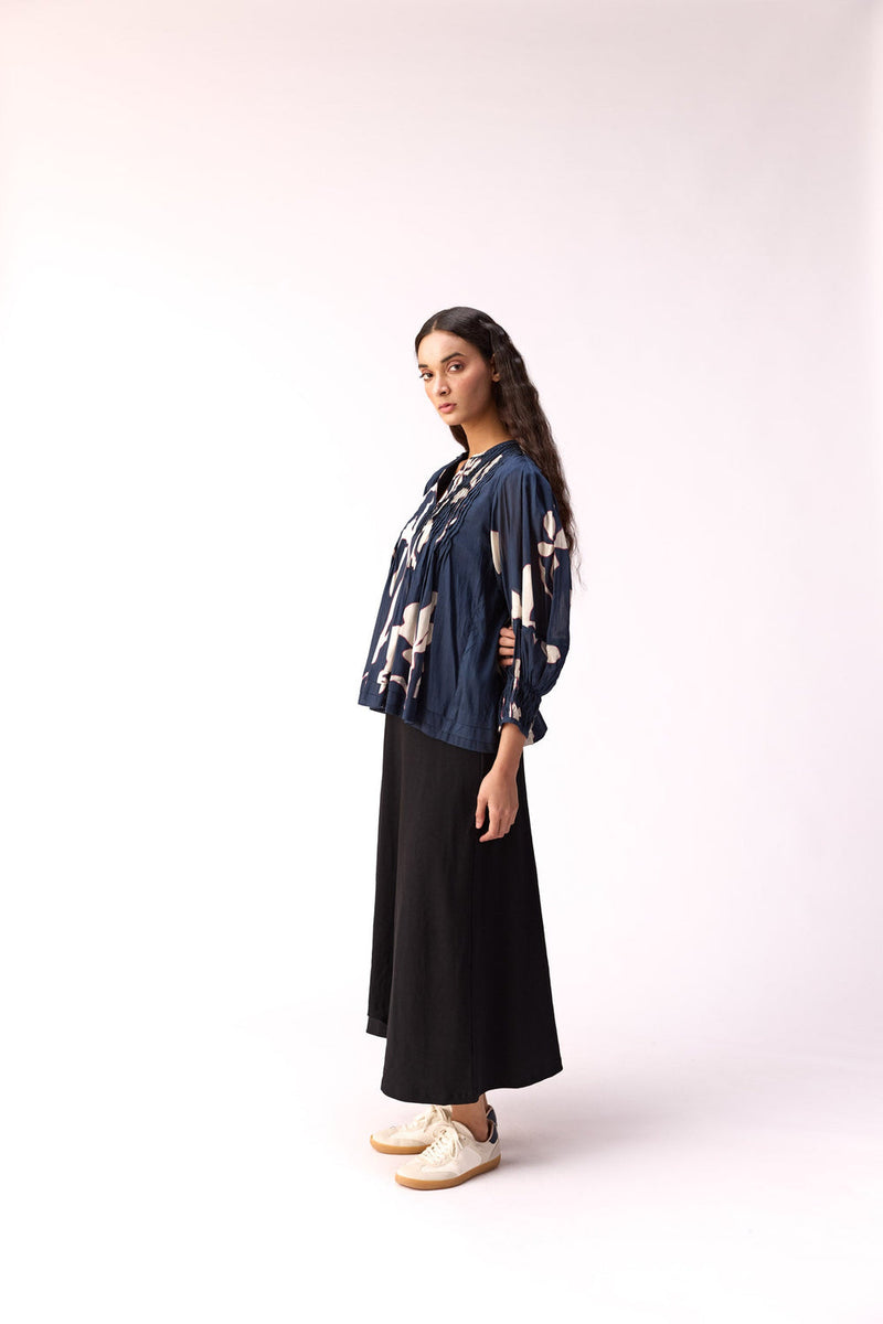 Bulbul Top cotton top/shirt by Khara Kapas in blue for women in Singapore