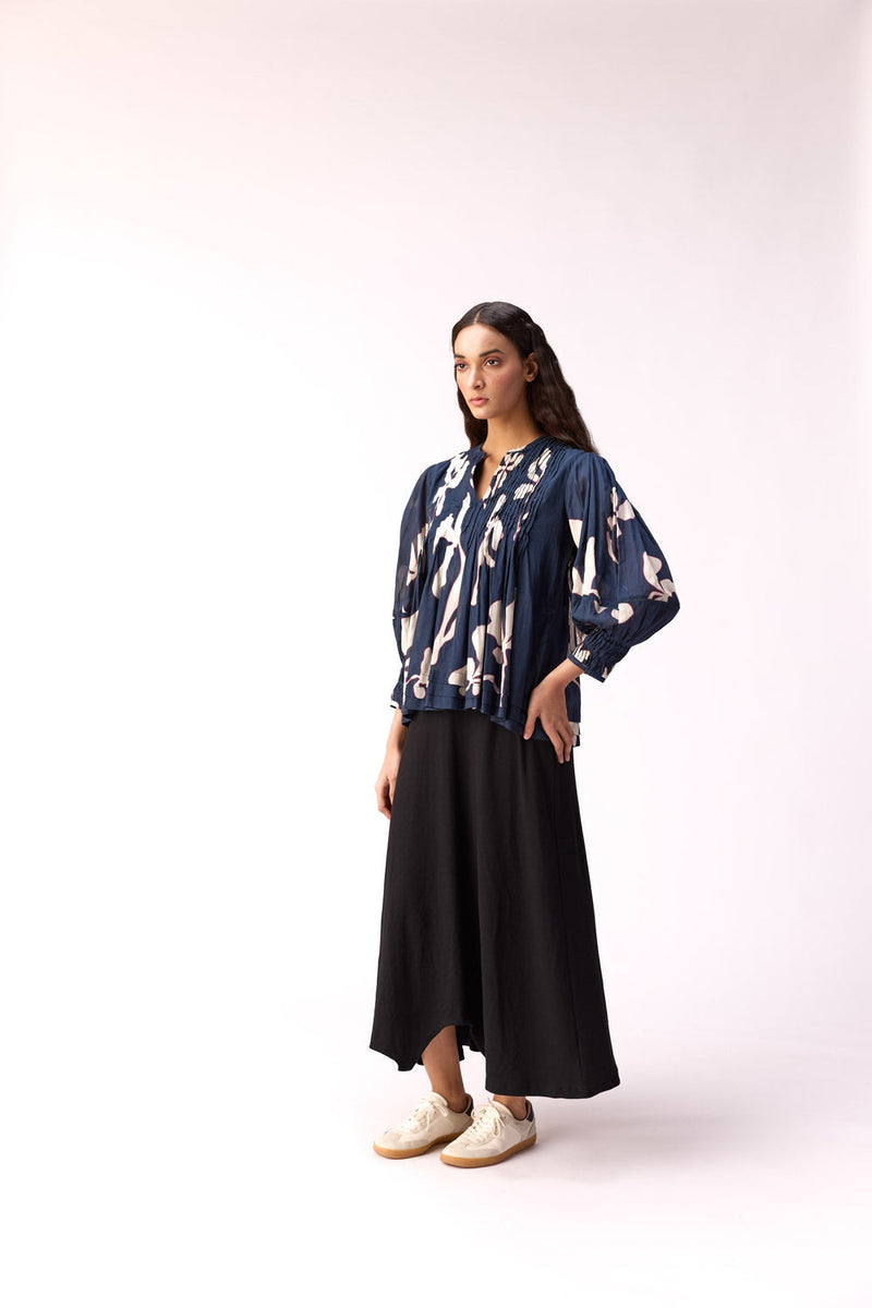Bulbul Top cotton top/shirt by Khara Kapas in blue for women in Singapore