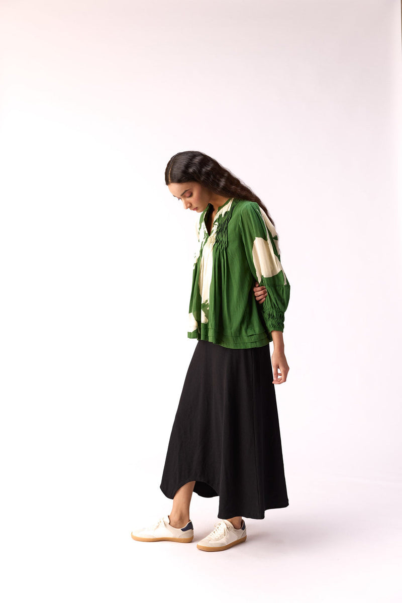 Lush Floral Top cotton top/shirt by Khara Kapas in green for women in Singapore