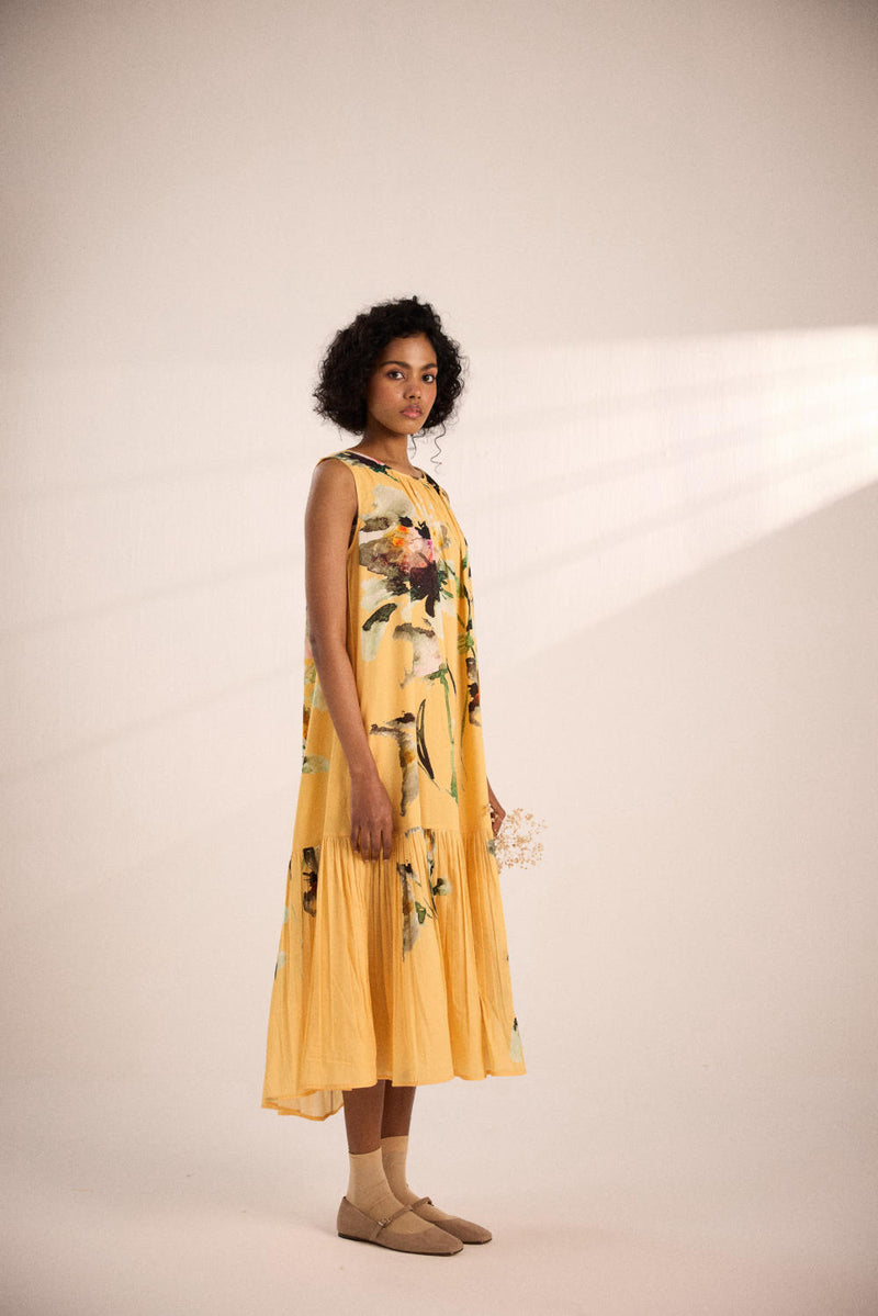 Sunlit dress by Khara Kapas in yellow for women in Singapore