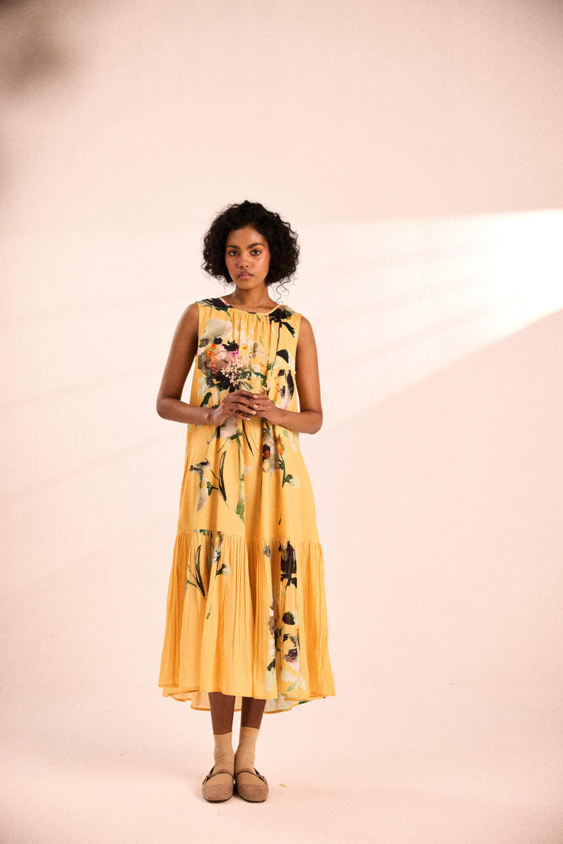 Sunlit dress by Khara Kapas in yellow for women in Singapore