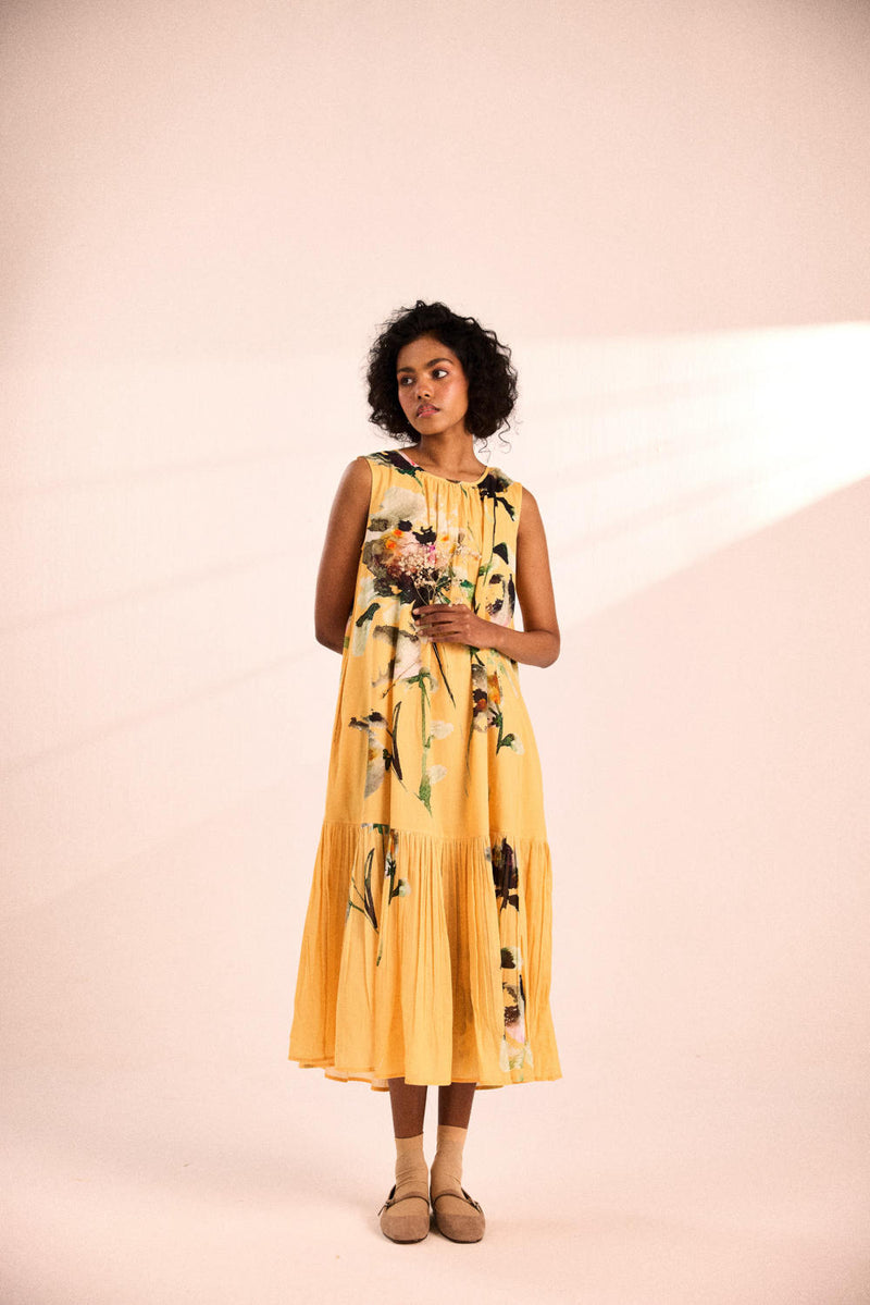 Sunlit dress by Khara Kapas in yellow for women in Singapore
