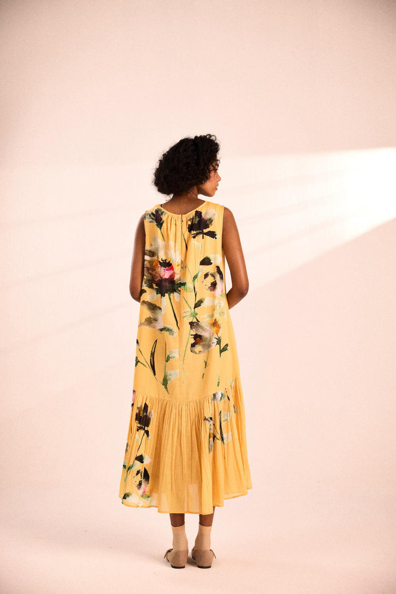 Sunlit dress by Khara Kapas in yellow for women in Singapore