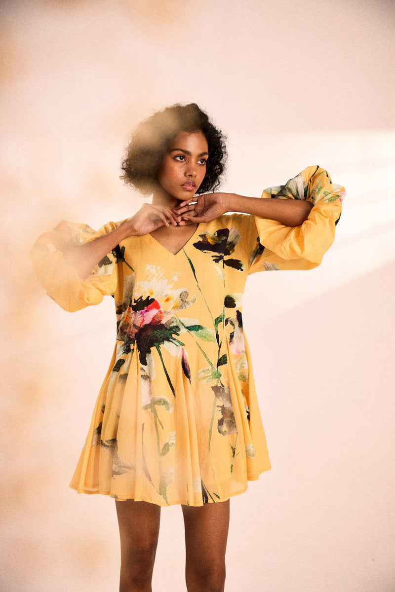 Midspring dress by Khara Kapas in yellow for women in Singapore