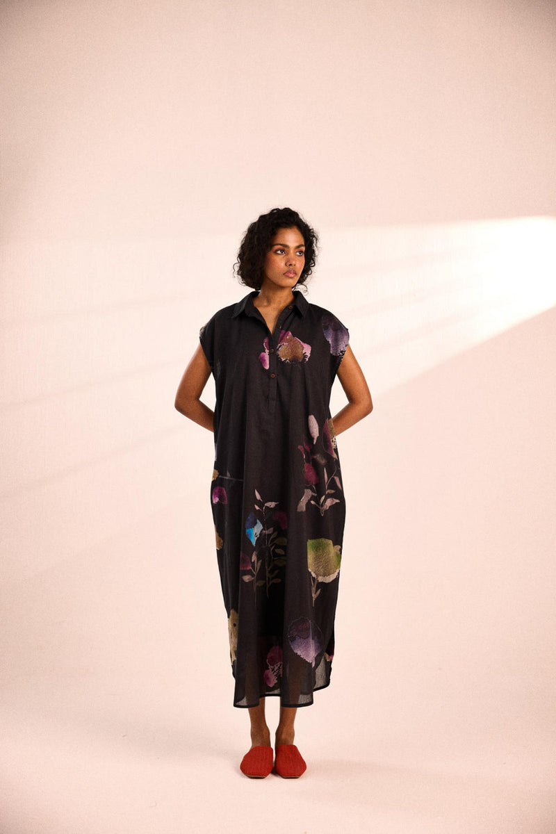 Bramble blooms Dress by Khara Kapas in black for women in Singapore