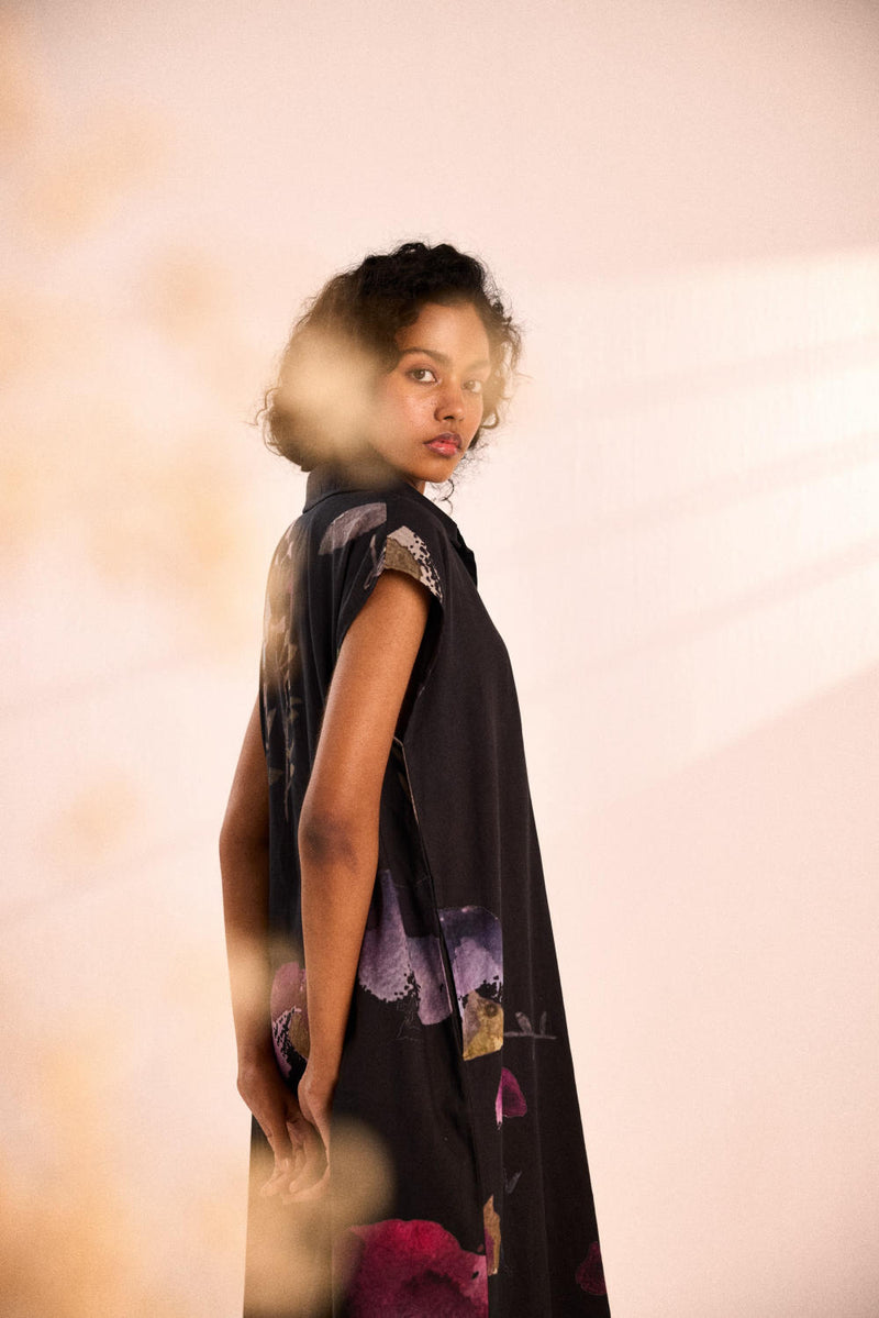 Bramble blooms Dress by Khara Kapas in black for women in Singapore