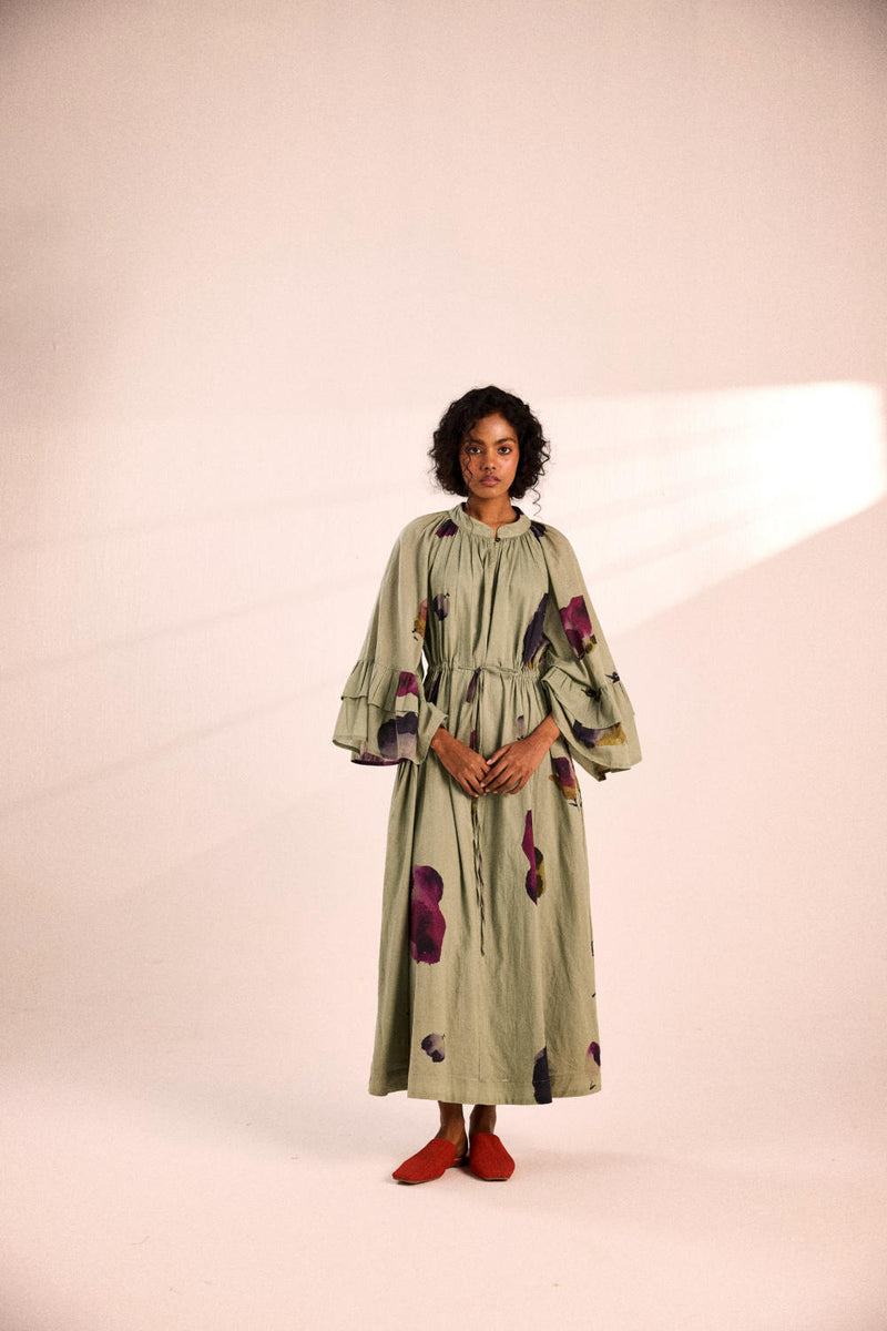 Garden mirage Dress by Khara Kapas in green for women in Singapore
