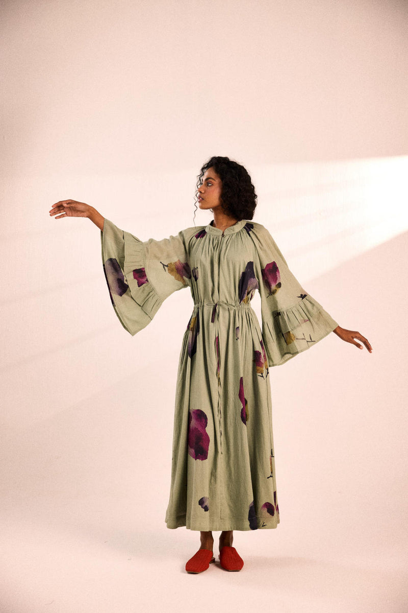 Garden mirage Dress by Khara Kapas in green for women in Singapore