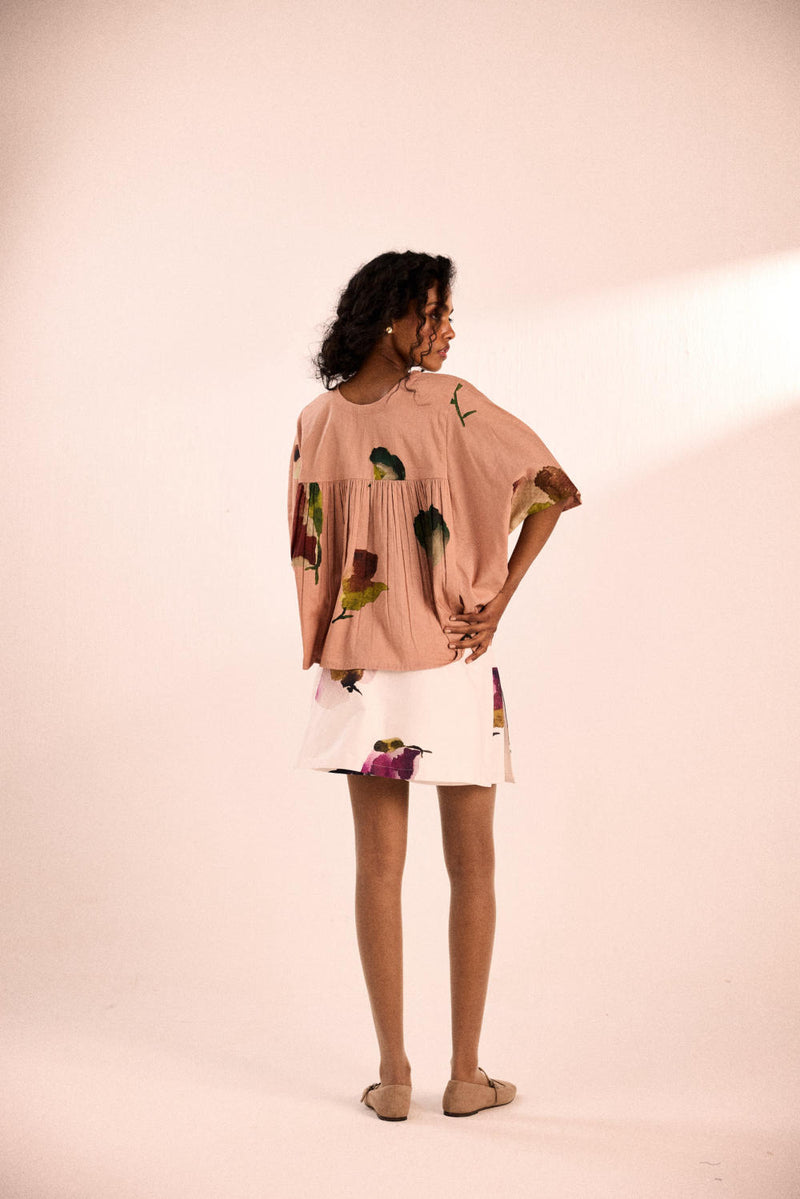 Amethyst blooms skort twill by Khara Kapas in white for women in Singapore