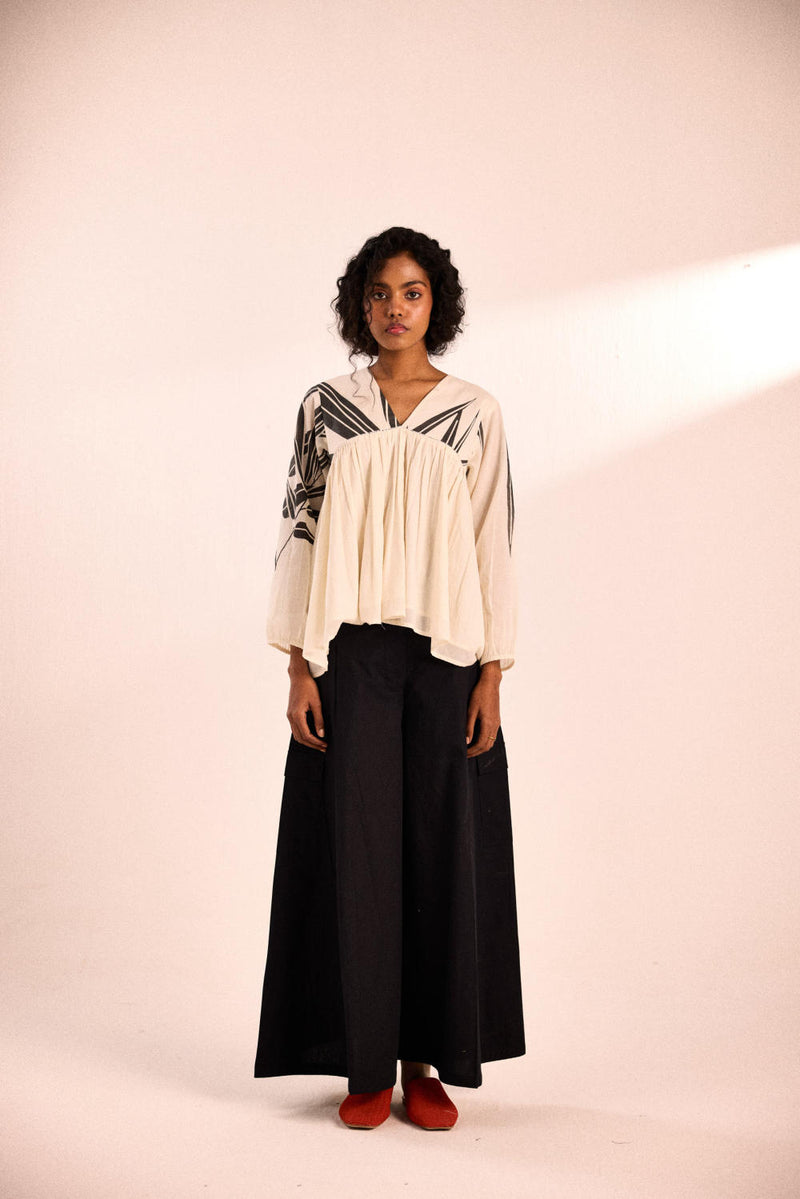 Black fern top by Khara Kapas in white for women in Singapore