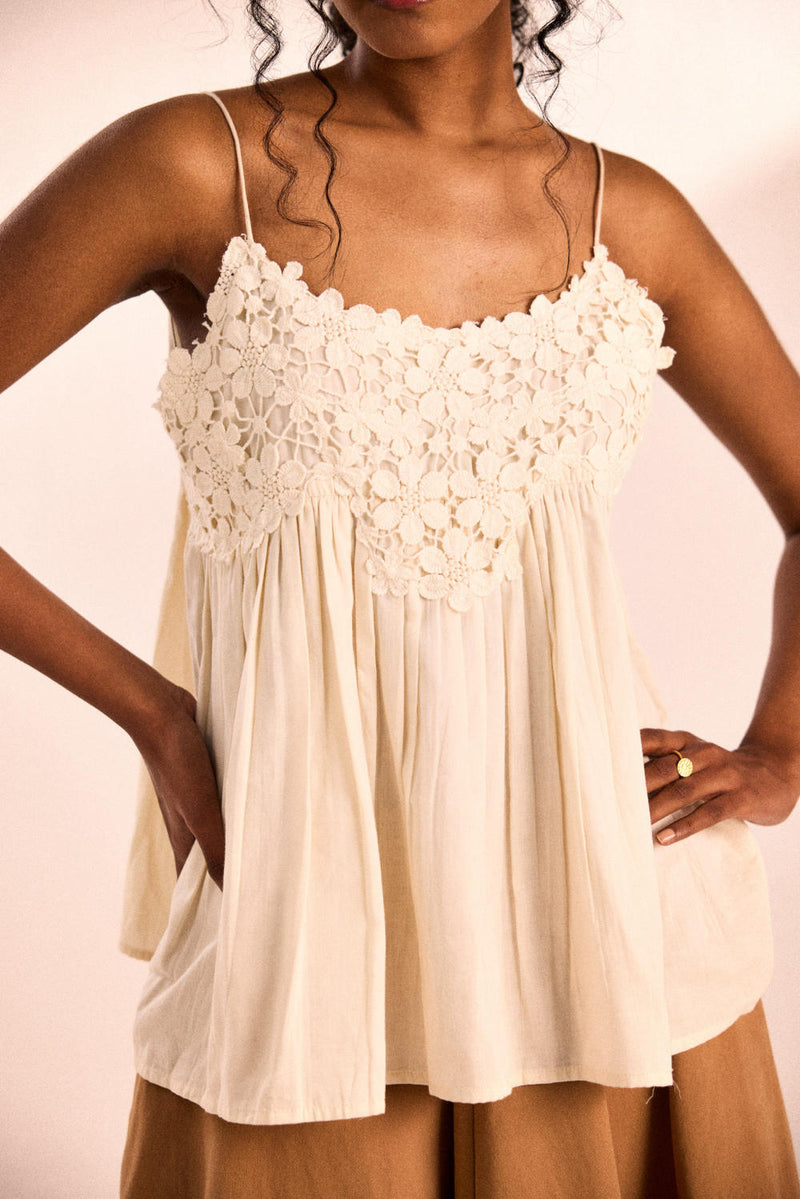 Dew drop top by Khara Kapas in white for women in Singapore