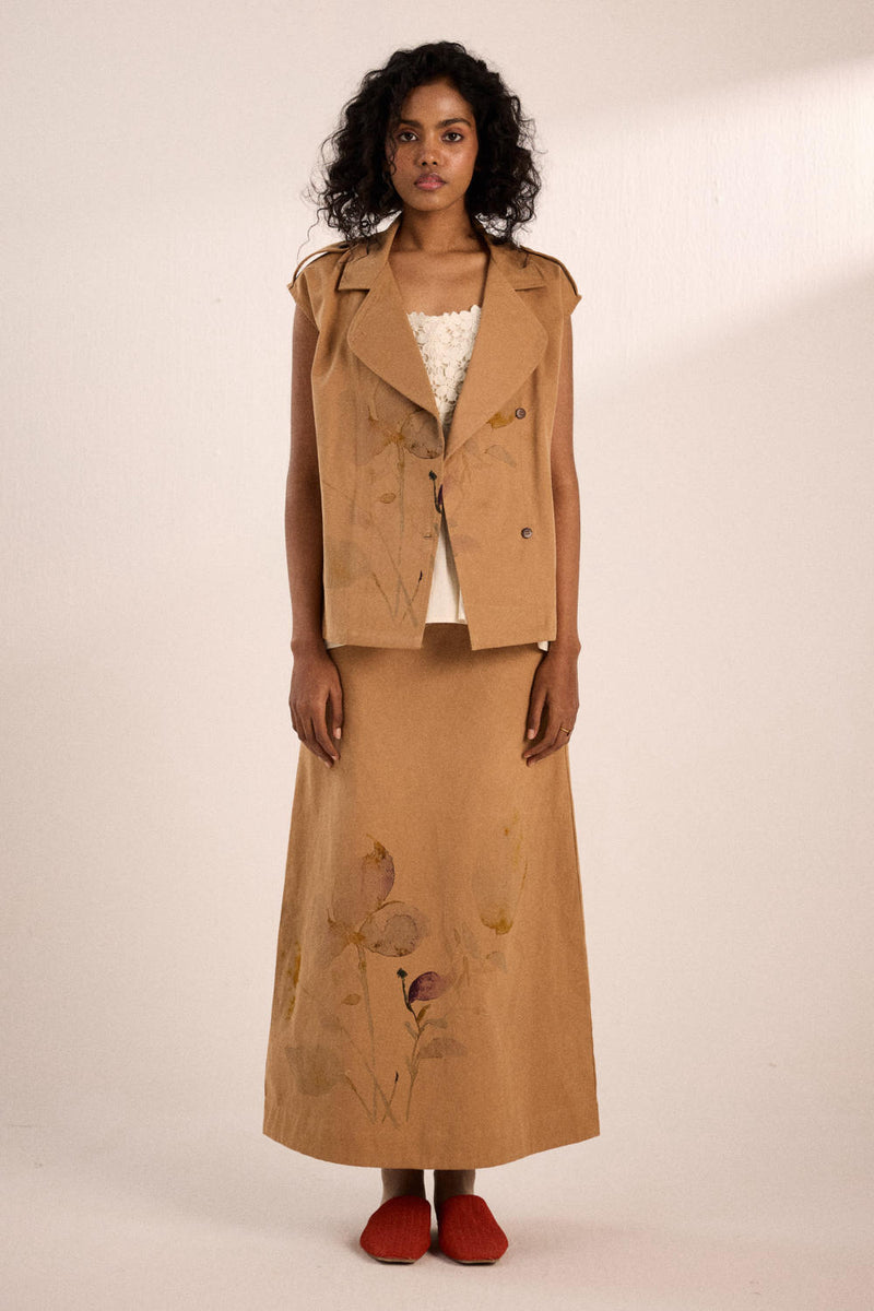 Prickled dreams co-ord set twill by Khara Kapas in brown for women in Singapore