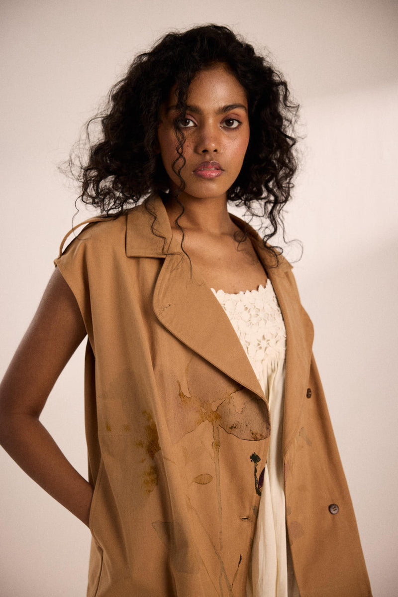 Prickled dreams co-ord set twill by Khara Kapas in brown for women in Singapore