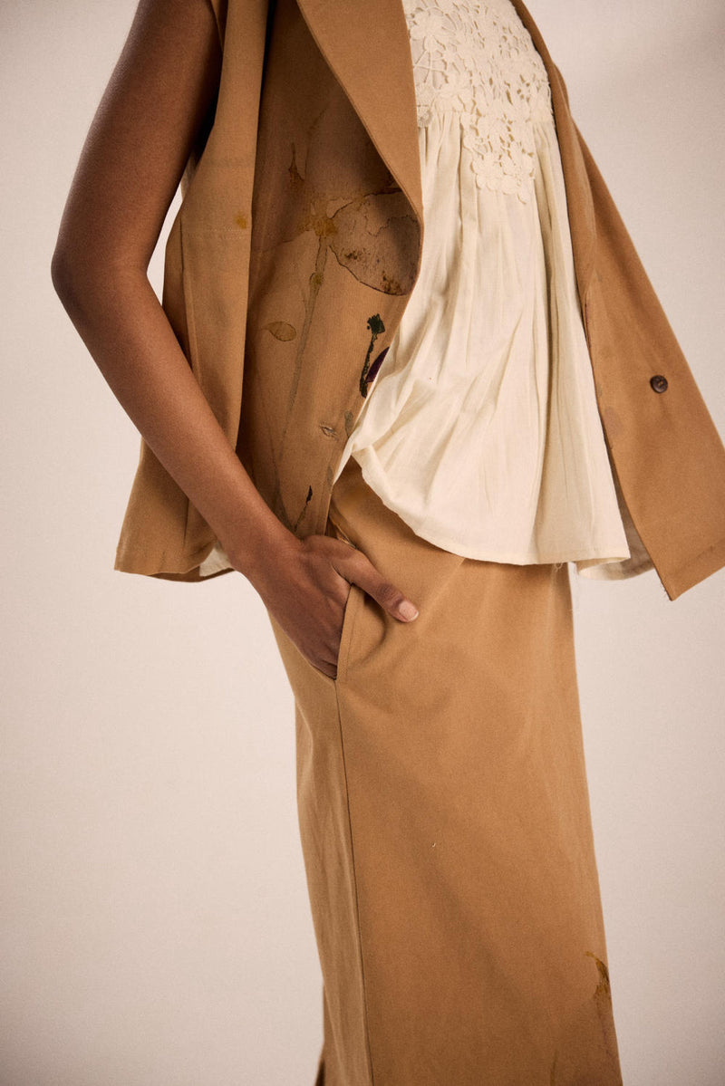 Prickled dreams co-ord set twill by Khara Kapas in brown for women in Singapore