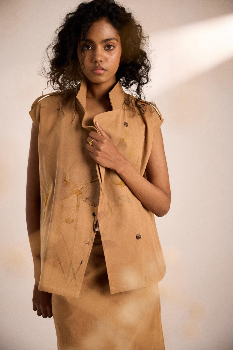 Prickled dreams co-ord set twill by Khara Kapas in brown for women in Singapore