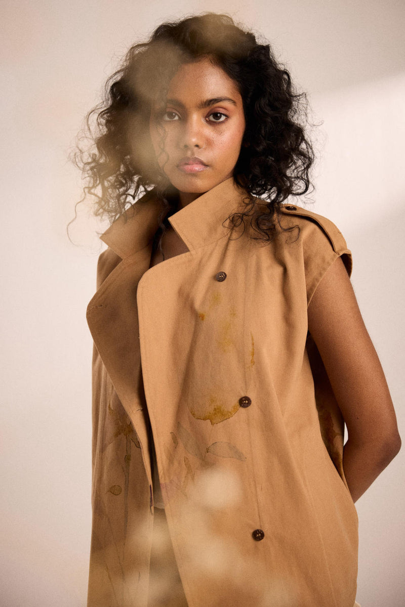 Prickled dreams co-ord set twill by Khara Kapas in brown for women in Singapore