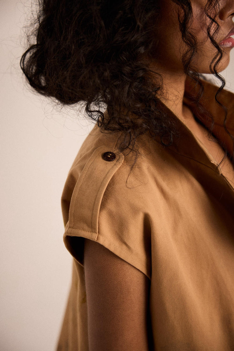 Prickled dreams co-ord set twill by Khara Kapas in brown for women in Singapore